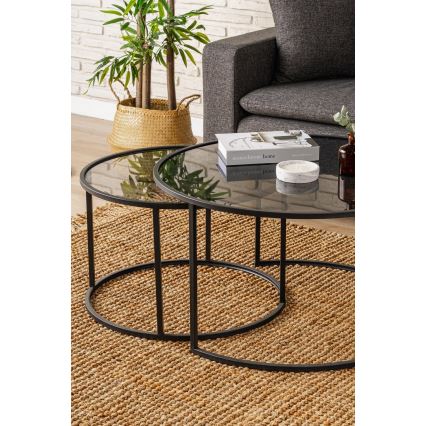SETTI 2x Sohvapöytä TOKYO halkaisija 60/80 cm musta