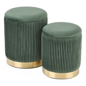 SETTI 2x Tabouret MONTY halkaisija 36/44 cm vihreä/kulta