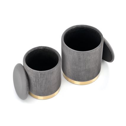 SETTI 2x Tabouret MONTY halkaisija 36/66 cm harmaa/kulta