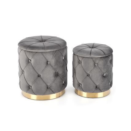 SETTI 2x Tabouret POLLY halkaisija 40/44 cm harmaa/kulta