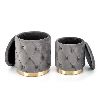 SETTI 2x Tabouret POLLY halkaisija 40/44 cm harmaa/kulta