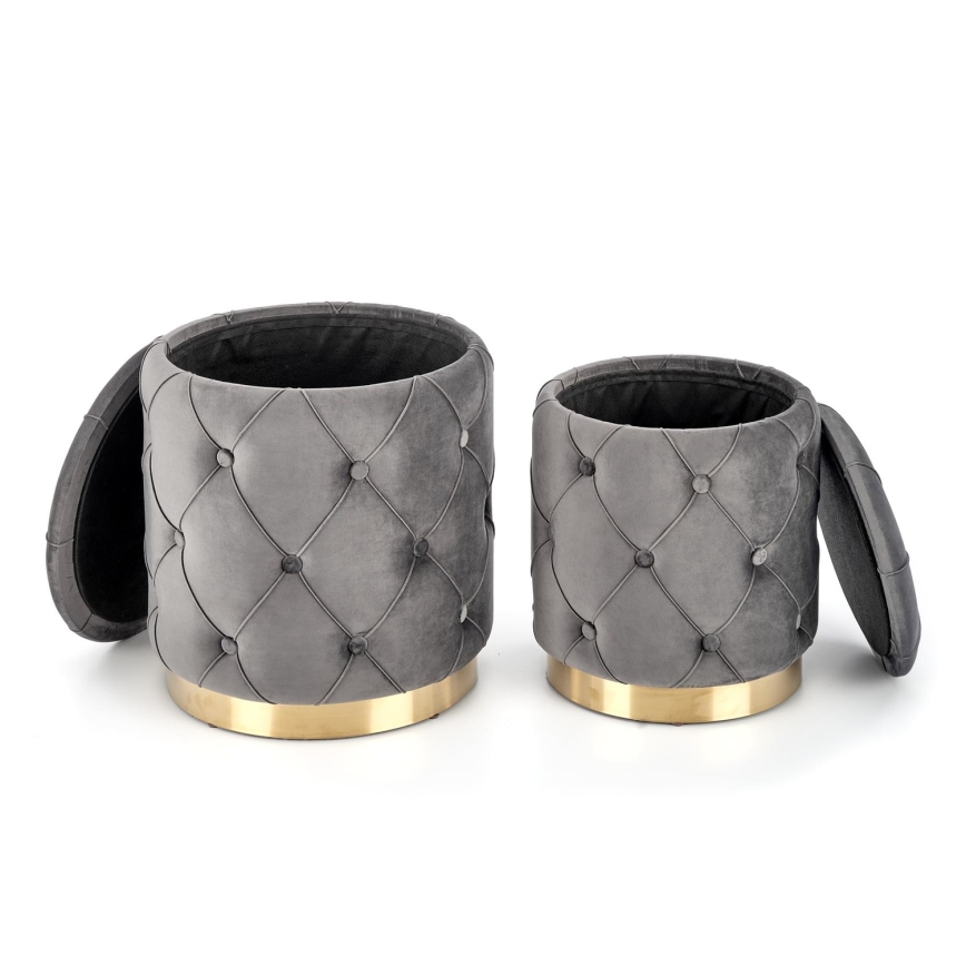 SETTI 2x Tabouret POLLY halkaisija 40/44 cm harmaa/kulta