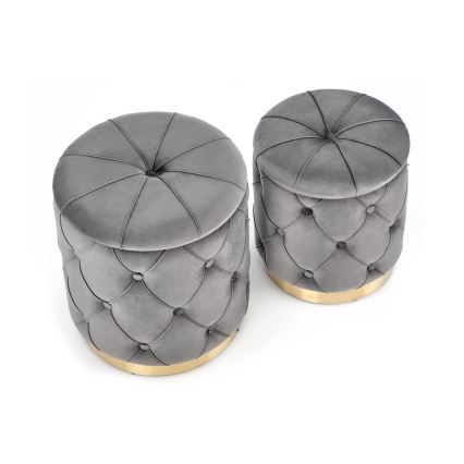 SETTI 2x Tabouret POLLY halkaisija 40/44 cm harmaa/kulta