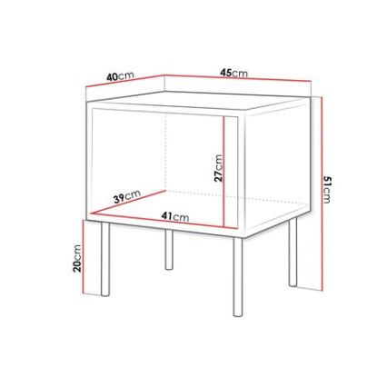 SETTI 2x Yöpöytä CORTINA 51x45 cm musta