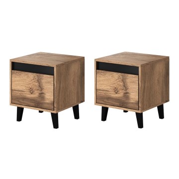 SETTI 2x Yöpöytä NORD 45x40 cm ruskea/antrasiitti