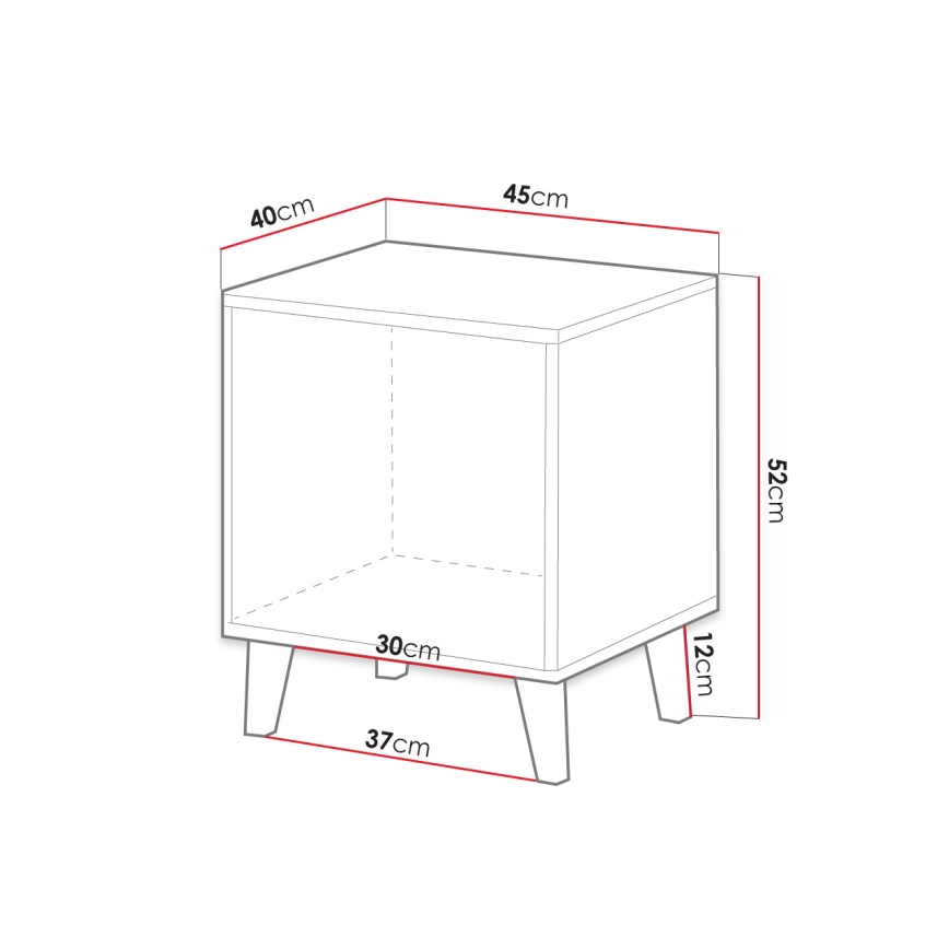 SETTI 2x Yöpöytä VAMOS 52x45 cm antrasiitti