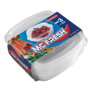 SETTI 3 kpl. elintarvikesäiliöitä 0,9 l kirkas