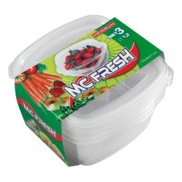 SETTI 3 kpl. elintarvikesäiliöitä 1,2 l kirkas