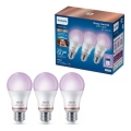 Setti 3 kpl himmennettäviä LED RGB -lamppuja Philips SMART A60 E27/8,8W/230V 2200-6500K