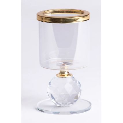 Setti 3 kpl kynttilänjalkoja, kultainen/läpinäkyvä