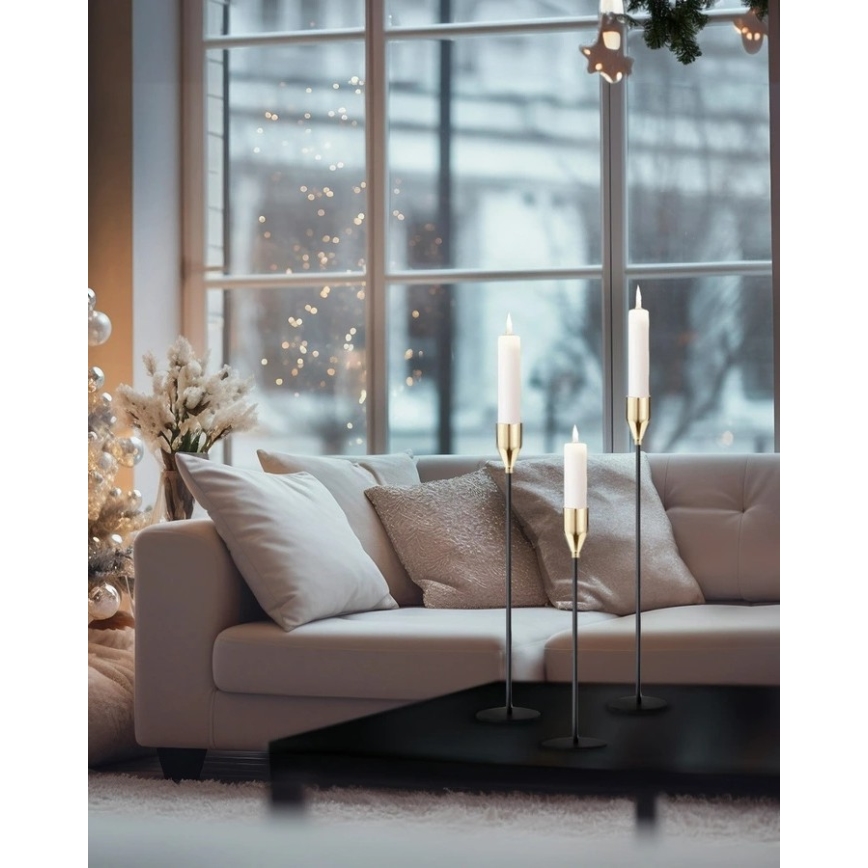 Setti 3 kpl kynttilänjalkoja, musta/kultainen