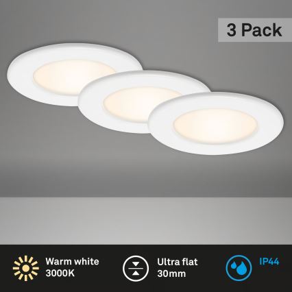 Setti 3 kpl LED-kylpyhuoneen upotettavia alasvalaisimia LED/6W/230V 3000K IP44, valkoinen