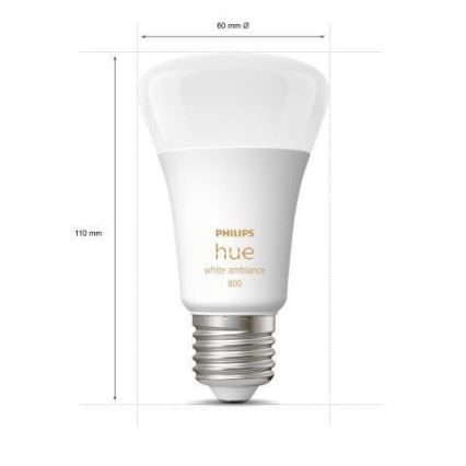 Kolmen kappaleen setti: Philips Hue WHITE AMBIANCE A60 E27 himmennettävät LED-lamput 6W/230V 2200-6500K