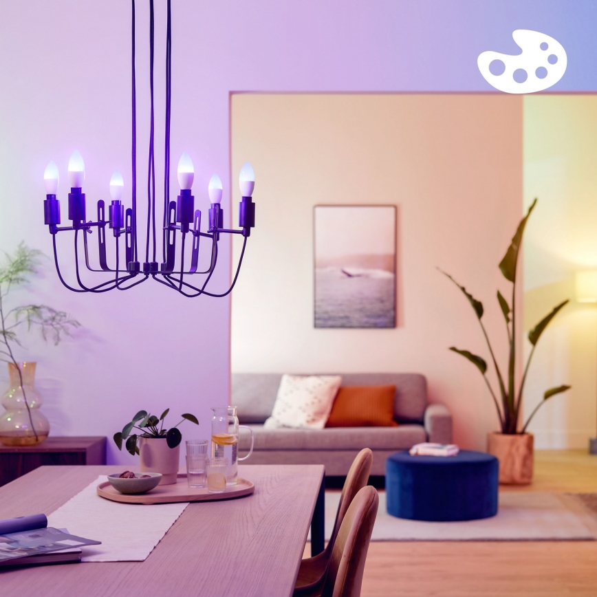 SETTI 3x Himmennettävä LED RGB -lamppu Philips SMART C37 E14/4,9W/230V 2200-6500K CRI 90