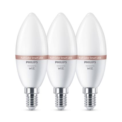 SETTI 3x Himmennettävä LED RGB -lamppu Philips SMART C37 E14/4,9W/230V 2200-6500K CRI 90