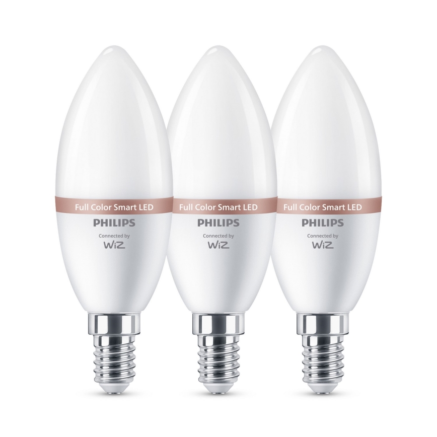 SETTI 3x Himmennettävä LED RGB -lamppu Philips SMART C37 E14/4,9W/230V 2200-6500K CRI 90