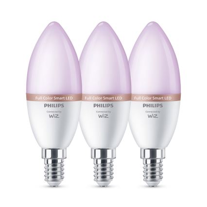 SETTI 3x Himmennettävä LED RGB -lamppu Philips SMART C37 E14/4,9W/230V 2200-6500K CRI 90
