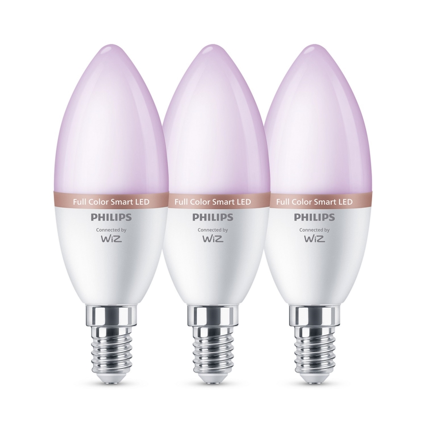SETTI 3x Himmennettävä LED RGB -lamppu Philips SMART C37 E14/4,9W/230V 2200-6500K CRI 90
