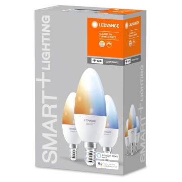 SETTI 3x Himmennettevä LED-polttimo SMART+ E14/5W/230V 2700K-6500K Wi-Fi - Ledvance