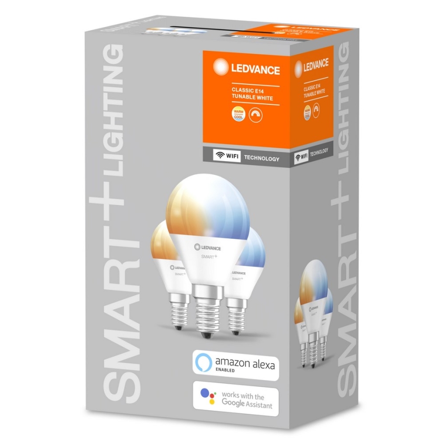 SETTI 3x Himmennettevä LED-polttimo SMART+ E14/5W/230V 2700K-6500K Wi-Fi - Ledvance