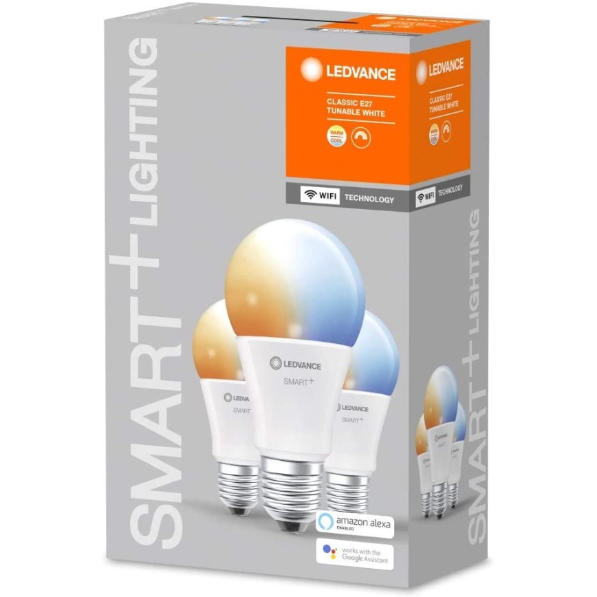 SETTI 3x Himmennettevä LED-polttimo SMART+ E27/9W/230V 2700K-6500K Wi-Fi - Ledvance