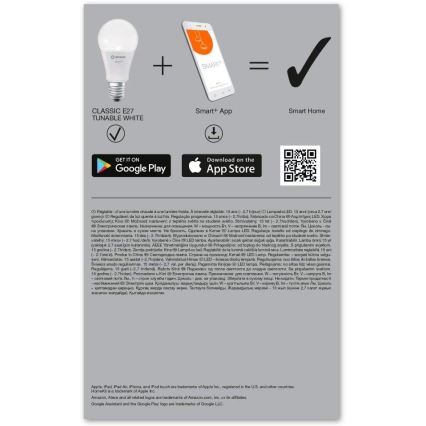 SETTI 3x Himmennettevä LED-polttimo SMART+ E27/9W/230V 2700K-6500K Wi-Fi - Ledvance