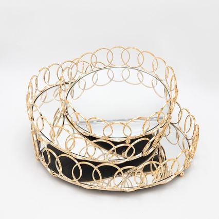 SETTI 3x Koristetarjotin halkaisija 27/33/37 cm kulta