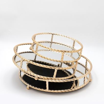 SETTI 3x Koristetarjotin halkaisija 27/33/37 cm kulta