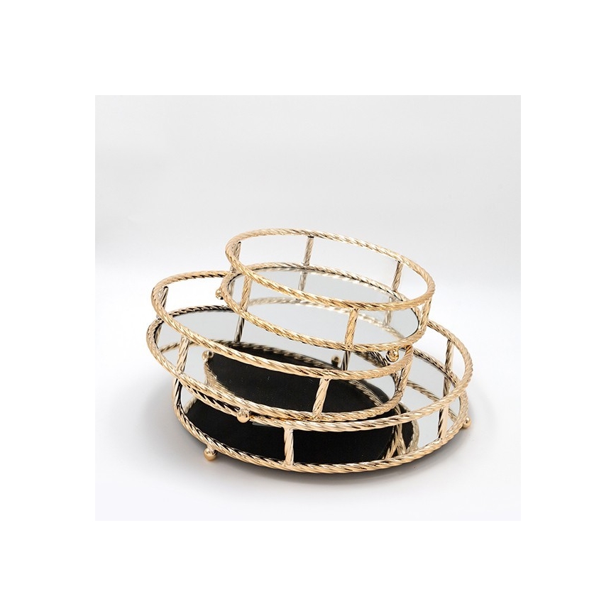 SETTI 3x Koristetarjotin halkaisija 27/33/37 cm kulta