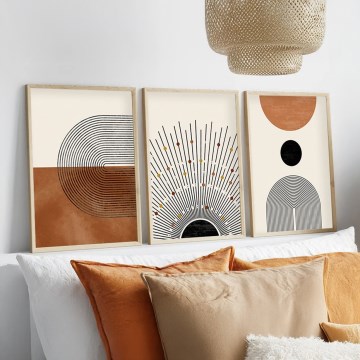 SETTI 3x Kuva valokuvakehyksessä 50x70 cm beige/ruskea