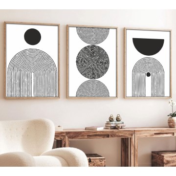 SETTI 3x Kuva valokuvakehyksessä 50x70 cm musta/valkoinen