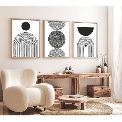 SETTI 3x Kuva valokuvakehyksessä 50x70 cm musta/valkoinen