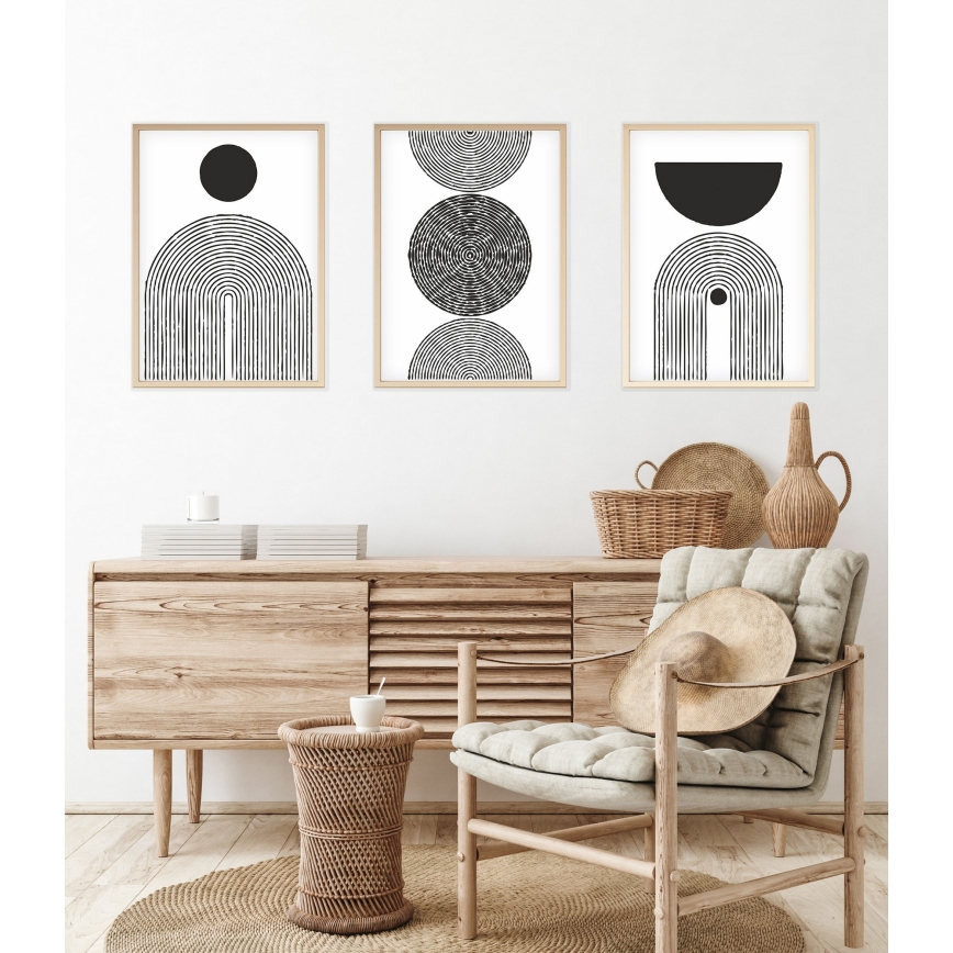 SETTI 3x Kuva valokuvakehyksessä 50x70 cm musta/valkoinen