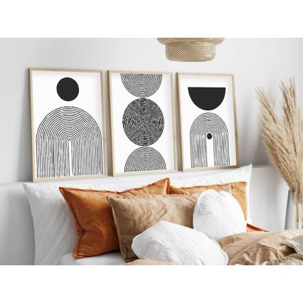 SETTI 3x Kuva valokuvakehyksessä 50x70 cm musta/valkoinen