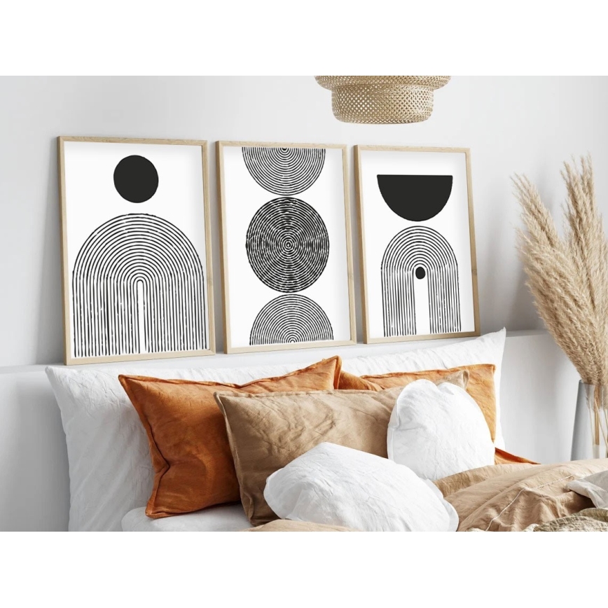 SETTI 3x Kuva valokuvakehyksessä 50x70 cm musta/valkoinen