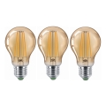 SETTI 3x LED-polttimo CLASIC AMBER A60 E27/9W/230V 2200K - Brilagi