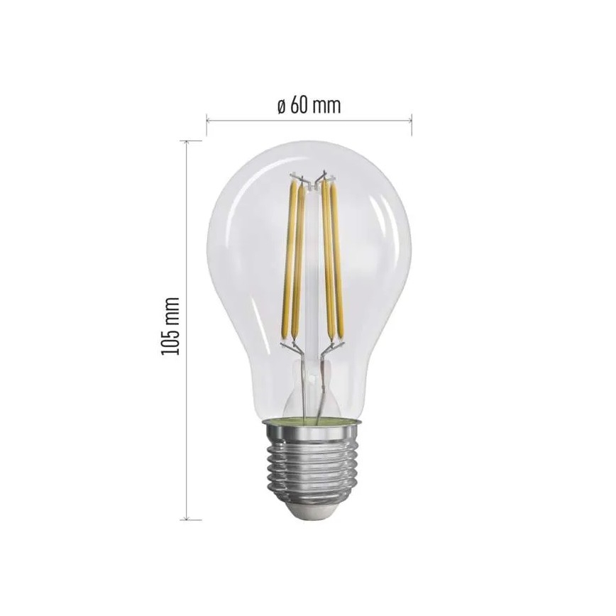 SETTI 3x LED-polttimo FILAMENT A60 E27/5W/230V 4000K Energialuokka A