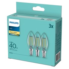 SETTI 3x LED-polttimo Philips B35 E14/4,3W/230V 2700K