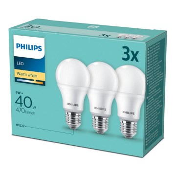 SETTI 3x LED-polttimo Philips E27/6W/230V 2700K