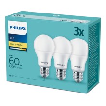 Setti 3x LED-polttimo Philips E27/9W/230V 2700K