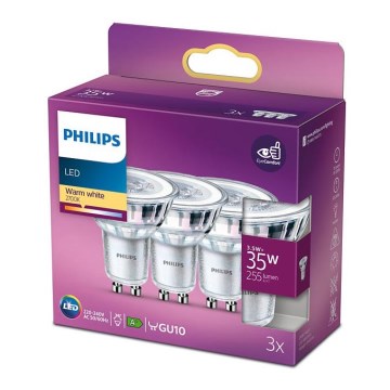 SETTI 3x LED-polttimo Philips GU10/3,5W/230V 2700K