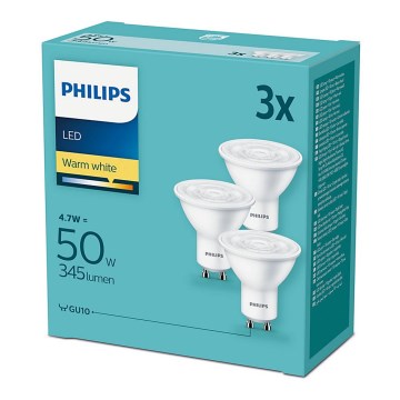 SETTI 3x LED-polttimo Philips GU10/4,7W/230V 2700K