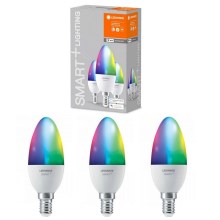 SETTI 3x LED RGBW Himmennettävä lamppu SMART+ E14/5W/230V 2700K-6500K Wi-Fi - Ledvance