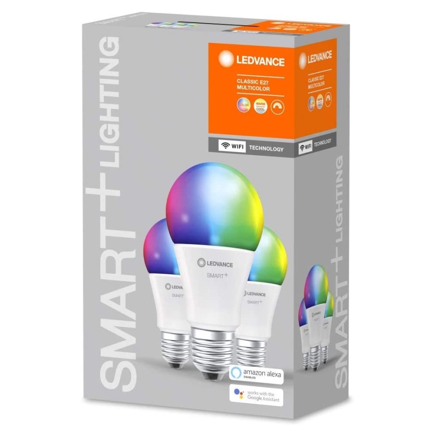 SETTI 3x LED RGBW Himmennettävä lamppu SMART+ E27/9,5W/230V 2700K-6500K Wi-Fi - Ledvance