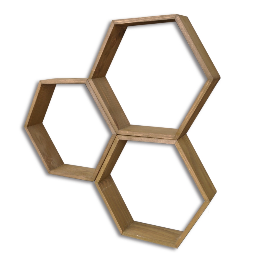 SETTI 3x Seinähylly kuusi ruskea