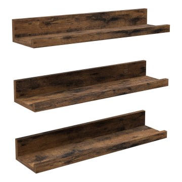 Setti 3x seinähyllyjä SHELFY 38x5x10 cm ruskea