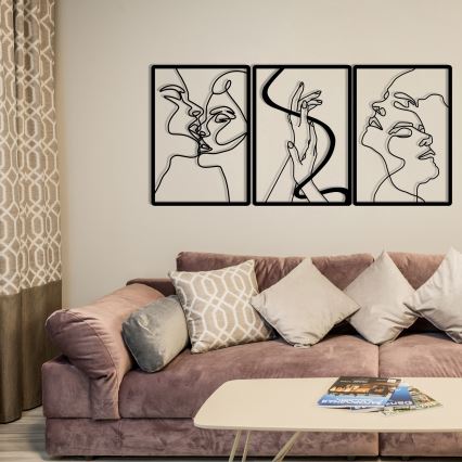 SETTI 3x Seinäkoriste 109x50 cm rakkaus metalli