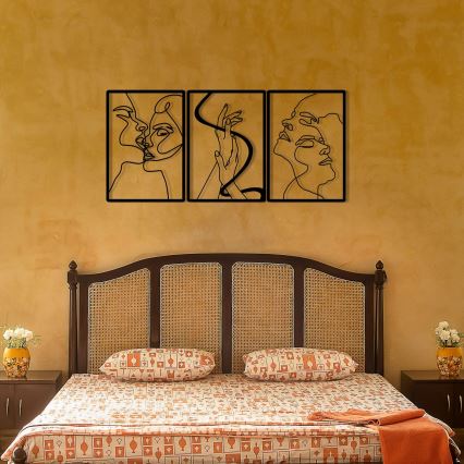 SETTI 3x Seinäkoriste 109x50 cm rakkaus metalli