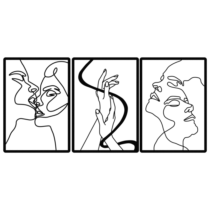 SETTI 3x Seinäkoriste 109x50 cm rakkaus metalli