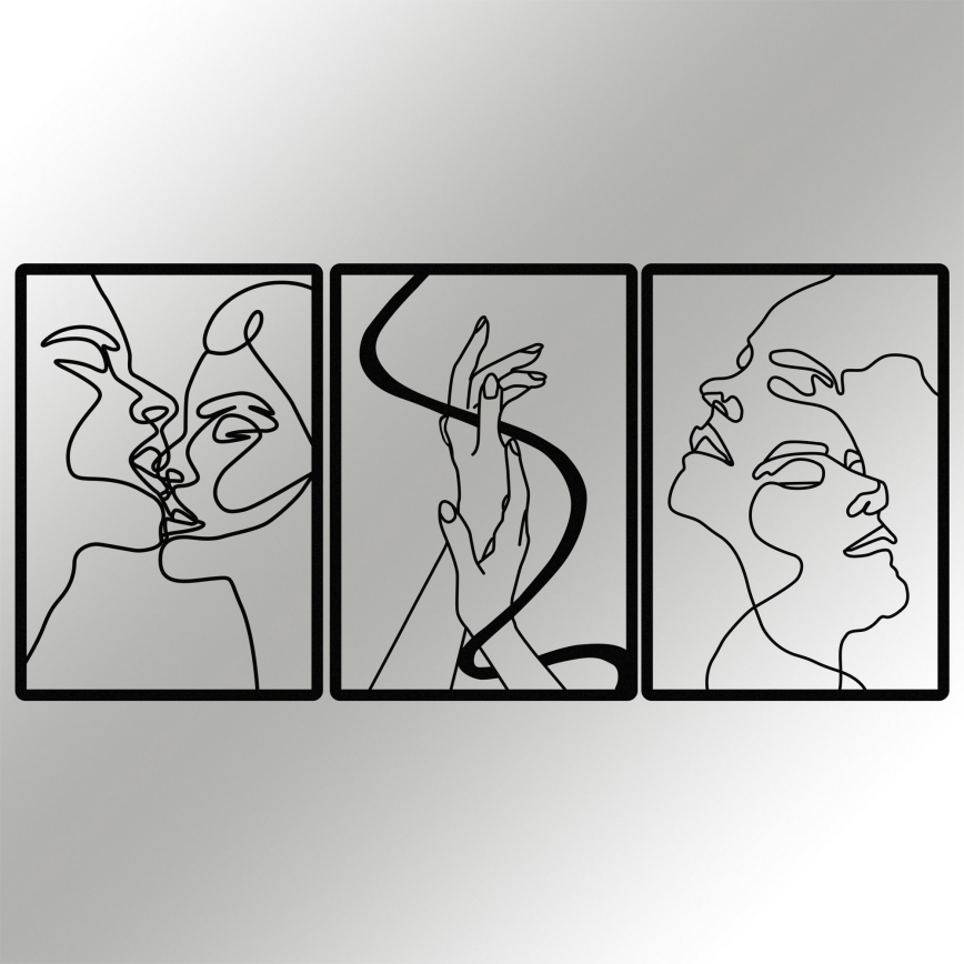 SETTI 3x Seinäkoriste 109x50 cm rakkaus metalli